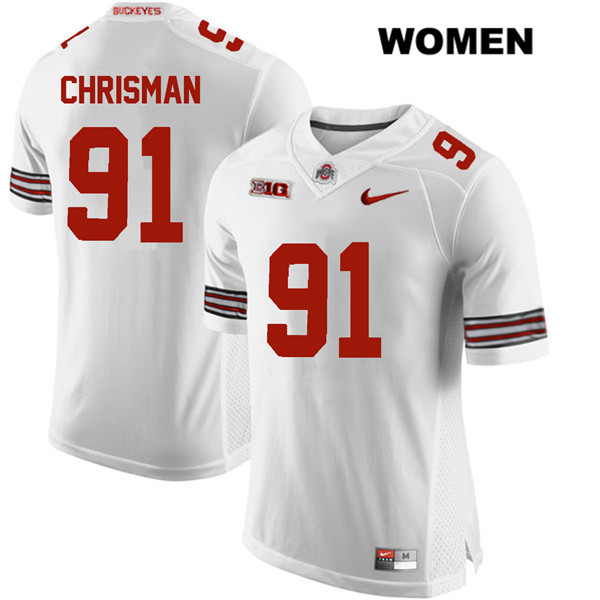 Ohio State Buckeyes Women's Drue Chrisman #91 White Authentic Nike College NCAA Stitched Football Jersey ST19S86LR